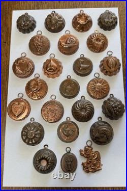 Vintage Lot of Mini Copper Candy/Butter Molds, Lot Of 24. Duck Flower Sun Santa Vintage Lot of Mini Copper Candy/Butter Molds, Lot Of 24. Duck Flower Sun Santa