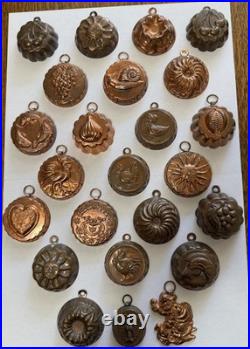 Vintage Lot of Mini Copper Candy/Butter Molds, Lot Of 24. Duck Flower Sun Santa Vintage Lot of Mini Copper Candy/Butter Molds, Lot Of 24. Duck Flower Sun Santa
