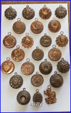 Vintage Lot of Mini Copper Candy/Butter Molds, Lot Of 24. Duck Flower Sun Santa Vintage Lot of Mini Copper Candy/Butter Molds, Lot Of 24. Duck Flower Sun Santa