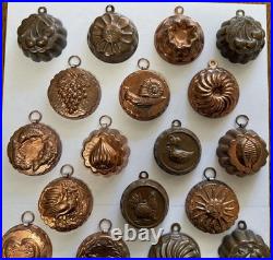 Vintage Lot of Mini Copper Candy/Butter Molds, Lot Of 24. Duck Flower Sun Santa Vintage Lot of Mini Copper Candy/Butter Molds, Lot Of 24. Duck Flower Sun Santa