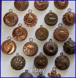 Vintage Lot of Mini Copper Candy/Butter Molds, Lot Of 24. Duck Flower Sun Santa Vintage Lot of Mini Copper Candy/Butter Molds, Lot Of 24. Duck Flower Sun Santa