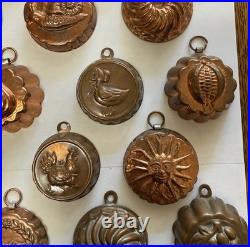 Vintage Lot of Mini Copper Candy/Butter Molds, Lot Of 24. Duck Flower Sun Santa Vintage Lot of Mini Copper Candy/Butter Molds, Lot Of 24. Duck Flower Sun Santa