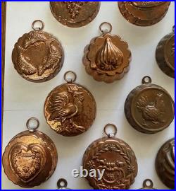 Vintage Lot of Mini Copper Candy/Butter Molds, Lot Of 24. Duck Flower Sun Santa Vintage Lot of Mini Copper Candy/Butter Molds, Lot Of 24. Duck Flower Sun Santa