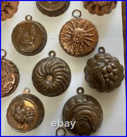 Vintage Lot of Mini Copper Candy/Butter Molds, Lot Of 24. Duck Flower Sun Santa Vintage Lot of Mini Copper Candy/Butter Molds, Lot Of 24. Duck Flower Sun Santa