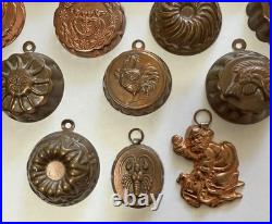 Vintage Lot of Mini Copper Candy/Butter Molds, Lot Of 24. Duck Flower Sun Santa Vintage Lot of Mini Copper Candy/Butter Molds, Lot Of 24. Duck Flower Sun Santa