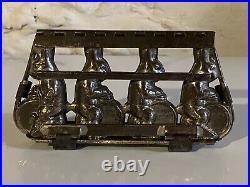 Vintage Metal Antique Chocolate Candy Mold Easter Bunny Rabbit Band with Drums