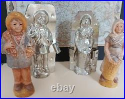 Vintage Pair Maritime French Chocolate Mold With Chalkware Figures, 5 3/4 & 6
