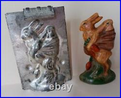 Vintage Rabbit Chocolate Mold, Mother Rabbit With Baby On Back 3 3/4 & Chalkware