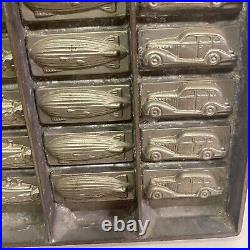 Vintage Streamlined Art Deco Chocolate Mold Zeppelin Train Boat Car Germany