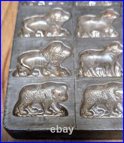 Vintage Vormenfabriek Tilburg Holland 8 Animals Chocolate Mold #65, 17x 11