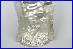 Vintage easter bunny with basket chocolate tin mold, german antique 10in