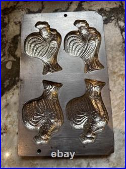 Vtg Antique HEAVY metal Industrial Candy Chocolate Bar 6 Rooster German Mold Vtg Antique HEAVY metal Industrial Candy Chocolate Bar 6 Rooster German Mold