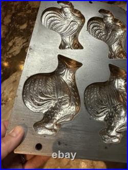 Vtg Antique HEAVY metal Industrial Candy Chocolate Bar 6 Rooster German Mold Vtg Antique HEAVY metal Industrial Candy Chocolate Bar 6 Rooster German Mold