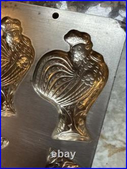 Vtg Antique HEAVY metal Industrial Candy Chocolate Bar 6 Rooster German Mold Vtg Antique HEAVY metal Industrial Candy Chocolate Bar 6 Rooster German Mold