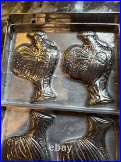Vtg Antique HEAVY metal Industrial Candy Chocolate Bar 6 Rooster German Mold Vtg Antique HEAVY metal Industrial Candy Chocolate Bar 6 Rooster German Mold
