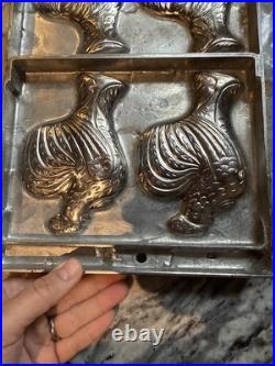 Vtg Antique HEAVY metal Industrial Candy Chocolate Bar 6 Rooster German Mold Vtg Antique HEAVY metal Industrial Candy Chocolate Bar 6 Rooster German Mold