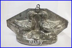 Vtg Kissing Doves Partridge Birds Chocolate Tin Mold Mould Large 11 Inches