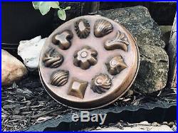 WONDERFUL 9 MOTIF Antique 13 French Copper Mold CHOCOLATE PASTRY SHELL SHAPE