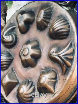 WONDERFUL 9 MOTIF Antique 13 French Copper Mold CHOCOLATE PASTRY SHELL SHAPE