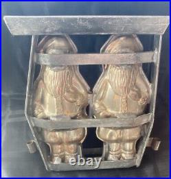 Wonderful! 9 1/2 Antique Double Hinged Santa Claus Christmas Chocolate Mold