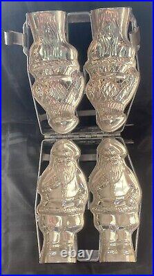 Wonderful! 9 1/2 Antique Double Hinged Santa Claus Christmas Chocolate Mold