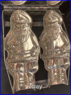 Wonderful! 9 1/2 Antique Double Hinged Santa Claus Christmas Chocolate Mold