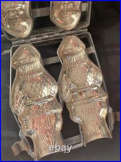 Wonderful! 9 1/2 Antique Double Hinged Santa Claus Christmas Chocolate Mold