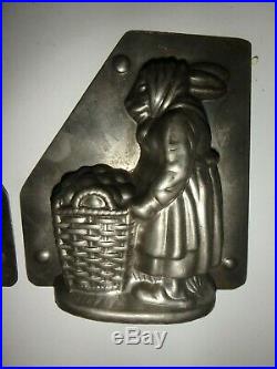 XRARE Antike Schokoladenform HASENVERKÄUFER antique chocolate mold BUNNY # 3093